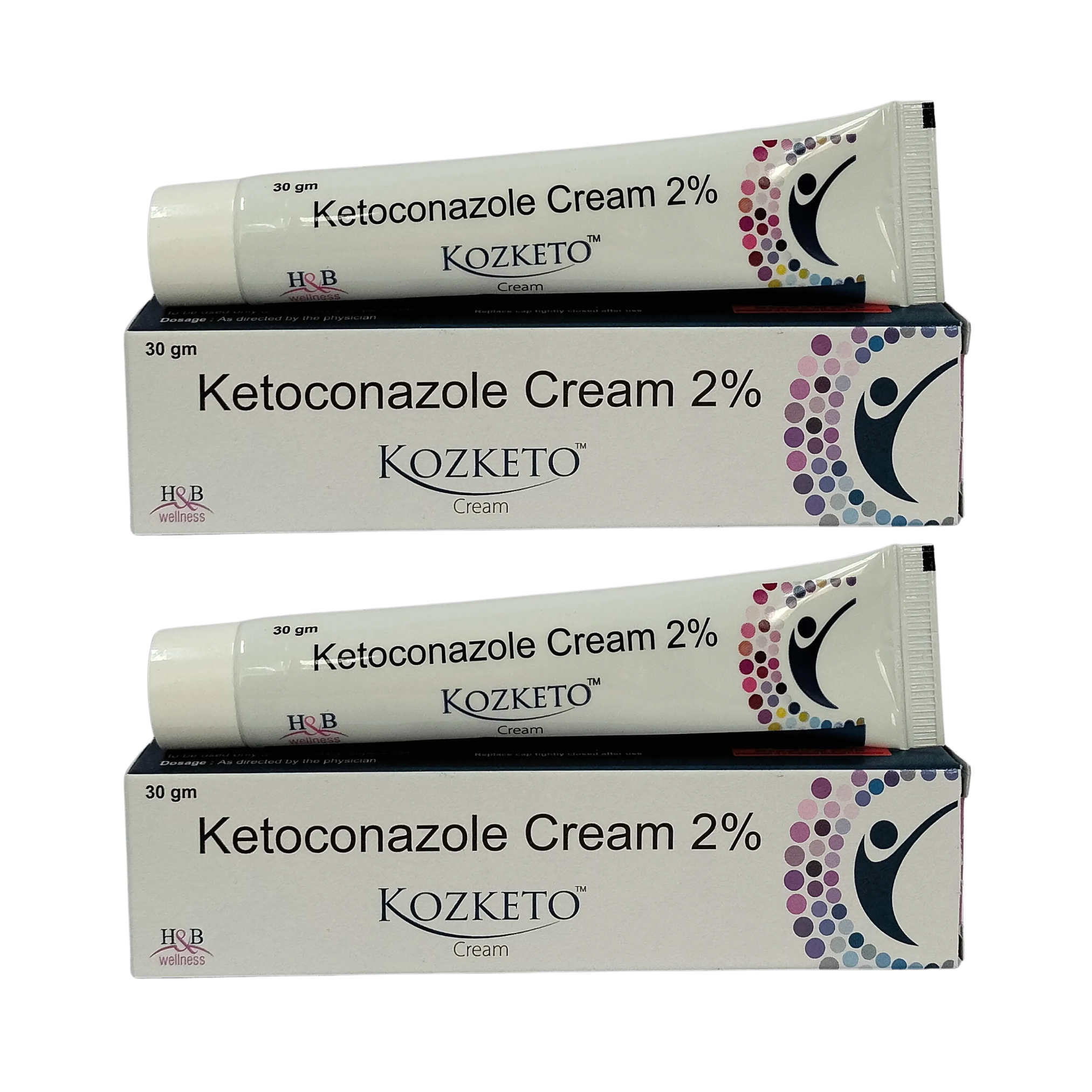 Kozketo cream 30gm pack of 2 with ketoconazole 2 percent for external skin use