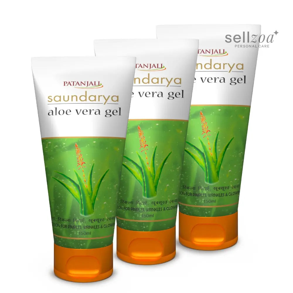 Patanjali Saundarya Aloe Vera Gel for kin Hydration and Nourishment with Natural Aloe Vera Extract 150ml (Pack of 3)