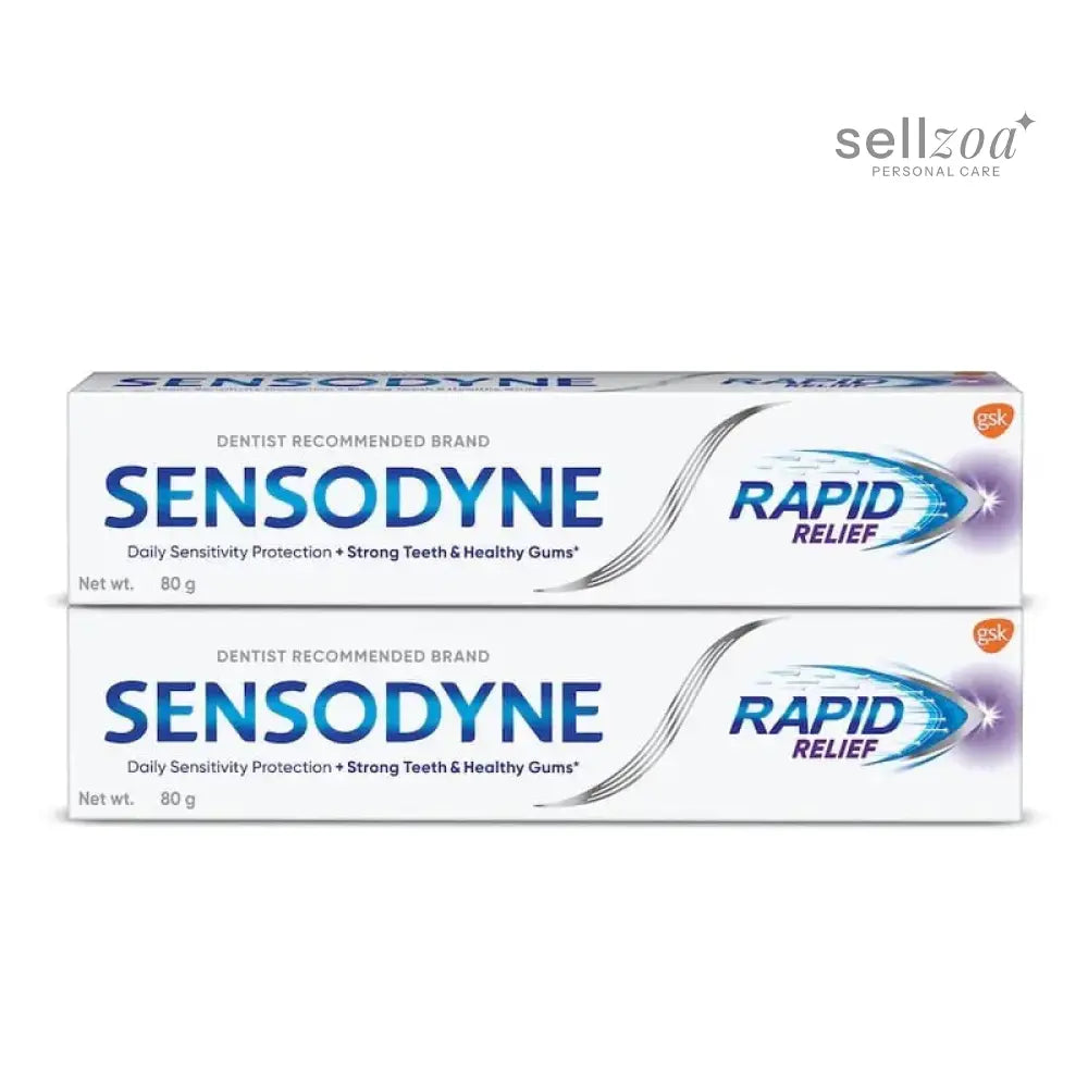 Sensodyne Toothpaste Rapid Relief Combo pack, Sensitive tooth paste to help beat sensitivity fast, 160 gm multi-pack (80 gm x 2)