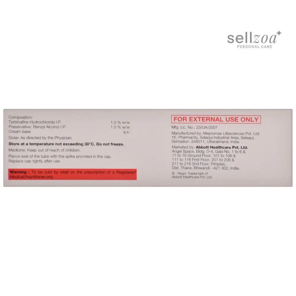 Tyza - Tube of 15gm Cream (Pack of 2)-Terbinafine Hydrochloride antifungal Cream 1% - Athletes Foot Cream Extra