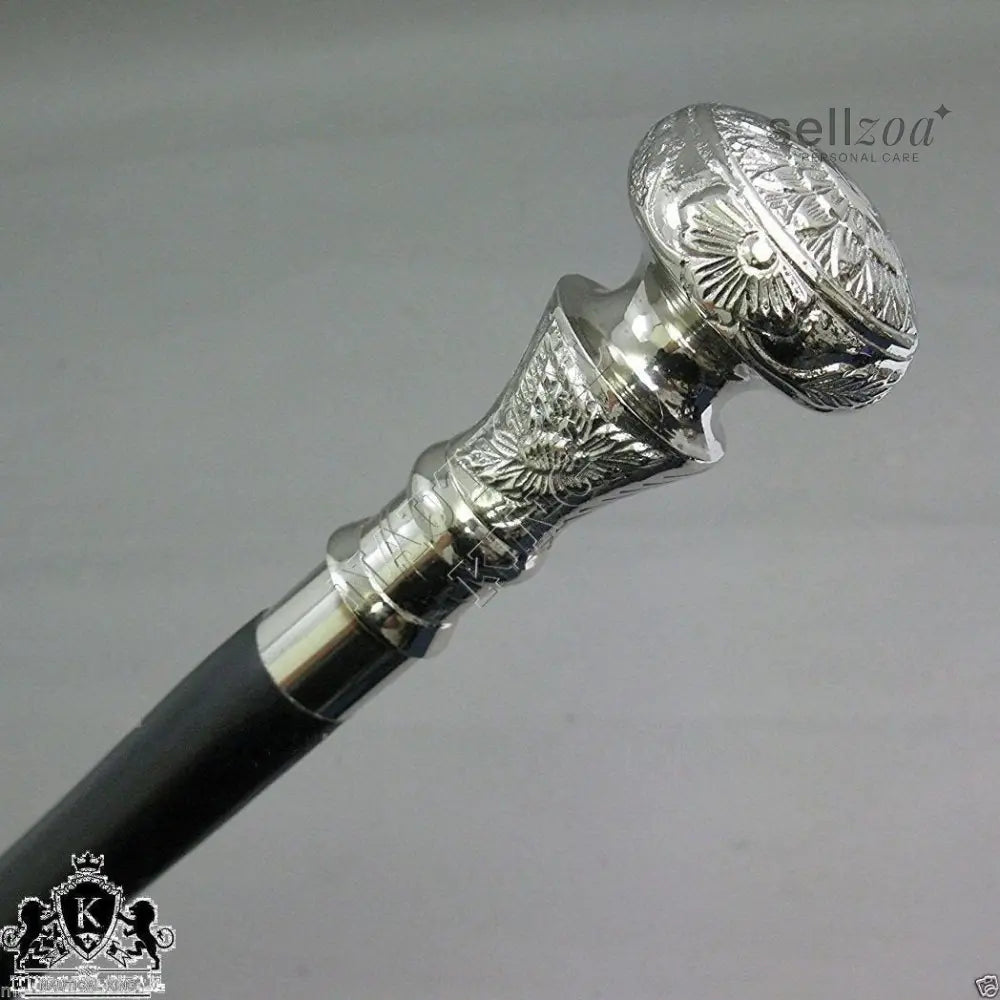 Vintage Antique Walking Cane Wooden Walking Stick Silver Brass Handle Knob Gift - Canes & Walking Sticks