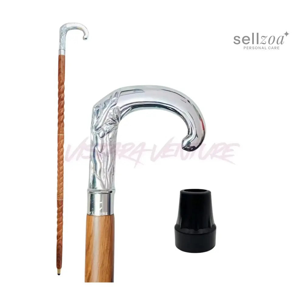 Walking Cane with Brass Handle – Handmade 36’’ Wooden Walking Stick for Men & Women – brass handle walking stick