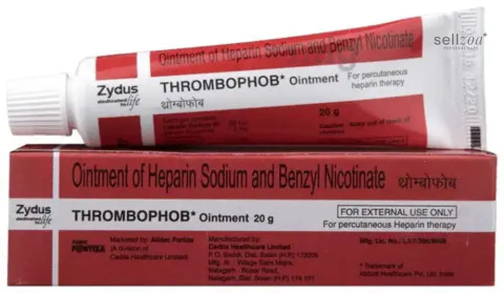 Zydus Thrombophob Ointment 20gm | Heparin Sodium Ointment for Clots, Swelling & Pain Relief – Red Pack Sellzoa