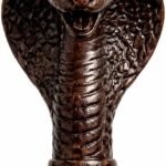 Cobra face brass head walking stick 36 inch vintage wooden cane