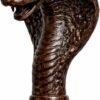 Cobra face brass head walking stick 36 inch solid wood shaft