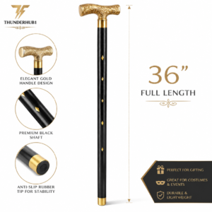 Alternative view of Premium Gold Handle Walking Stick