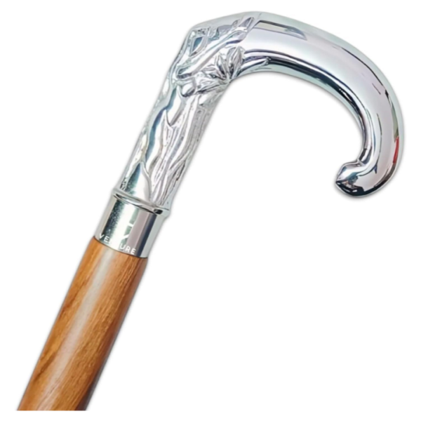 Silver Derby Handle Walking Cane – 36 Inch Premium Wooden Walking Stick with Polished Metal Handle