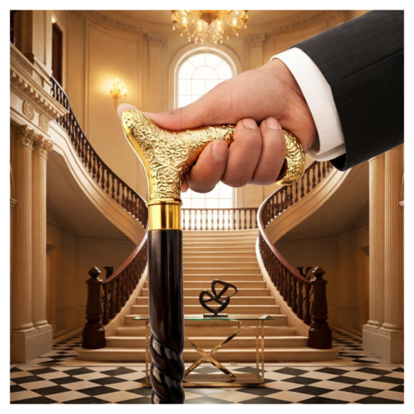 Gold Derby Brass Walking Cane – 36 Inch Handmade Wooden Walking Stick with Decorative Brass Handle