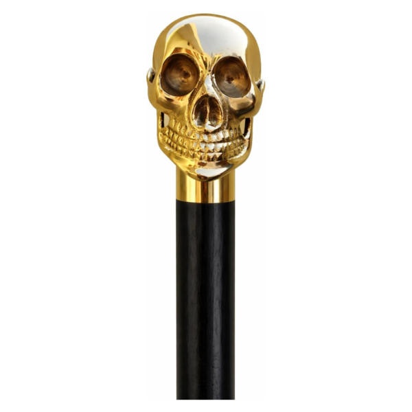 Alternative view of Skull Brass Walking Cane – 36 Inch Handmade Wooden Walking Stick