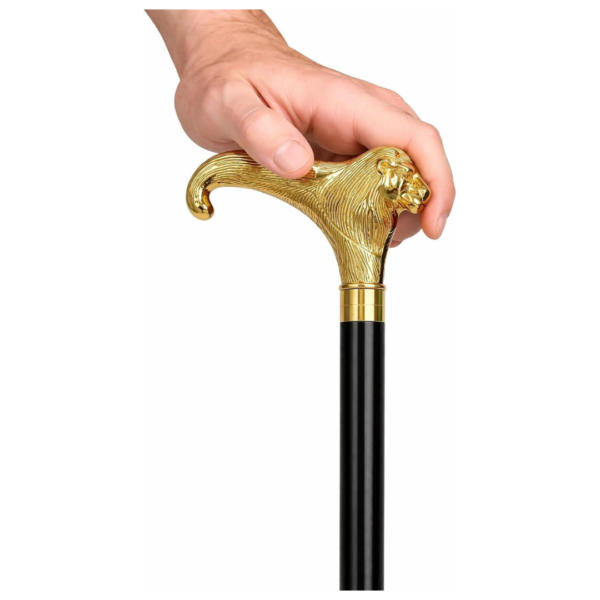 Lion Head Brass Walking Cane – 36 Inch Handmade Wooden Walking Stick