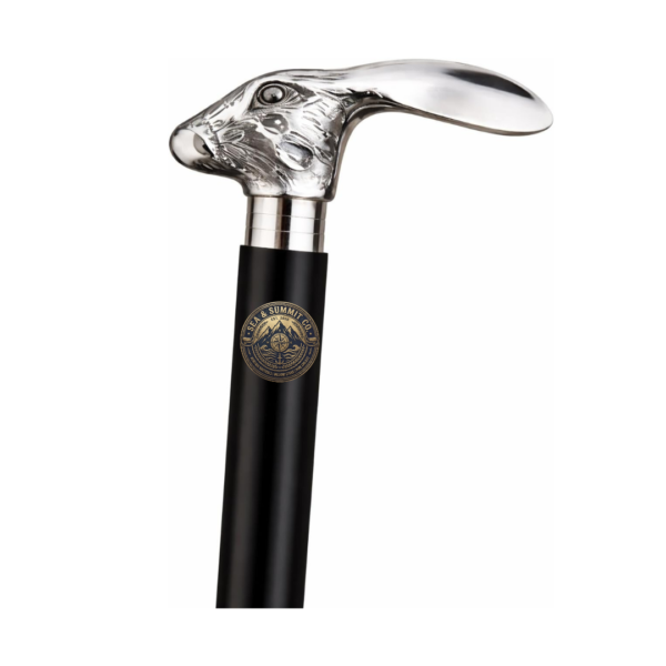 Alternative view of Silver Rabbit Head Walking Cane – 36 Inch Premium Wooden Walking Stick with Polished Metal Handle