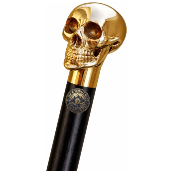Skull Brass Walking Cane – 36 Inch Handmade Wooden Walking Stick