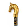 Golden Horse Head Walking Cane – Floral Black Wooden Walking Stick with Gold-Tone Handle, 36 Inch