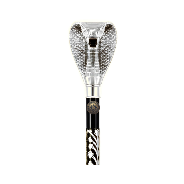 Premium Cobra Head Walking Stick – Solid Brass Handle, Floral Hardwood Shaft, 37 Inch Walking Cane