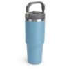 Insulated Stainless Steel Travel Mug with Flip-Top Lid & Handle