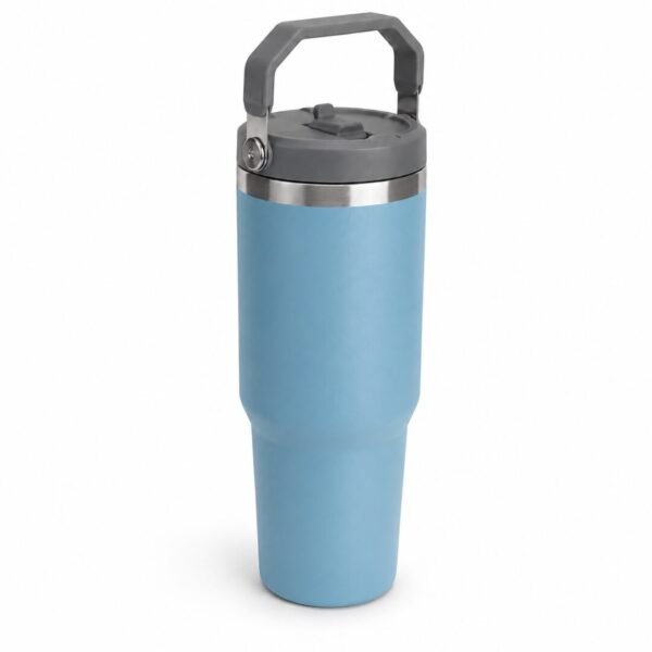 Insulated Stainless Steel Travel Mug with Flip-Top Lid & Handle