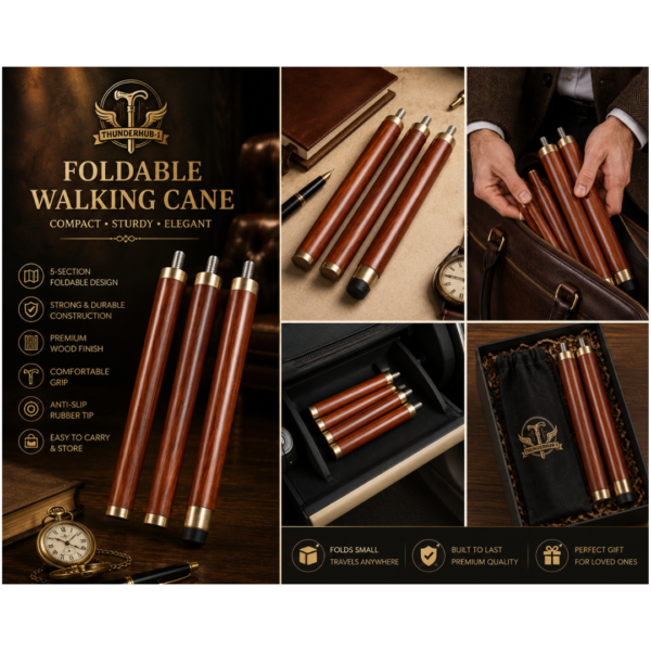 Alternative view of Floral Engraved Brass Derby Walking Cane – 36 Inch Handmade Wooden Walking Stick