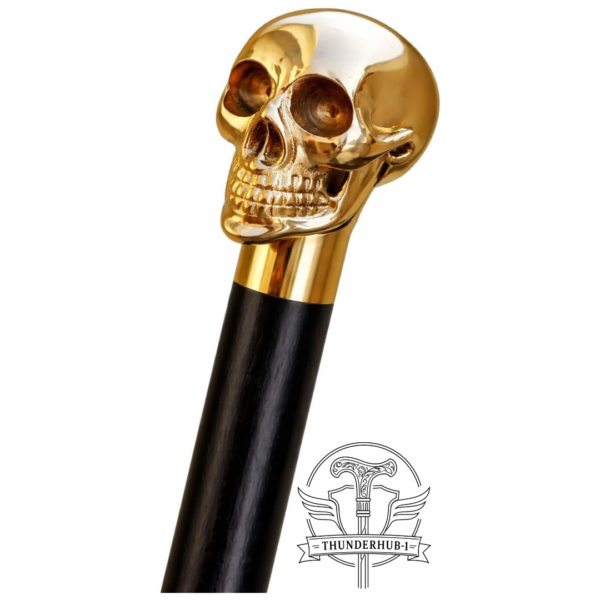 Skull Brass Walking Cane – 36 Inch Handmade Wooden Walking Stick