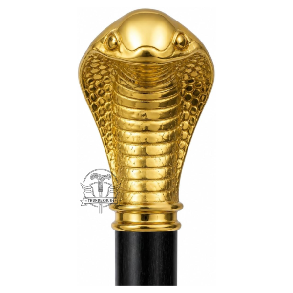Cobra Head Brass Walking Cane – 36 Inch Handmade Wooden Walking Stick