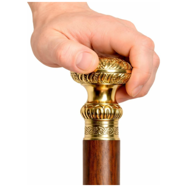 Vintage Brass Knob Handle Walking Cane – 36 Inch Handmade Wooden Walking Stick