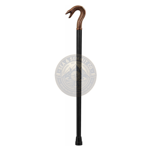 Antique Bronze Snake Head Walking Cane – Brass Handle Solid Black Wood Walking Stick, 37 Inch