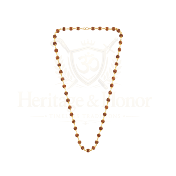 Original 5 Mukhi Rudraksha Gold Link Mala Necklace with Certificate - Product Image 4