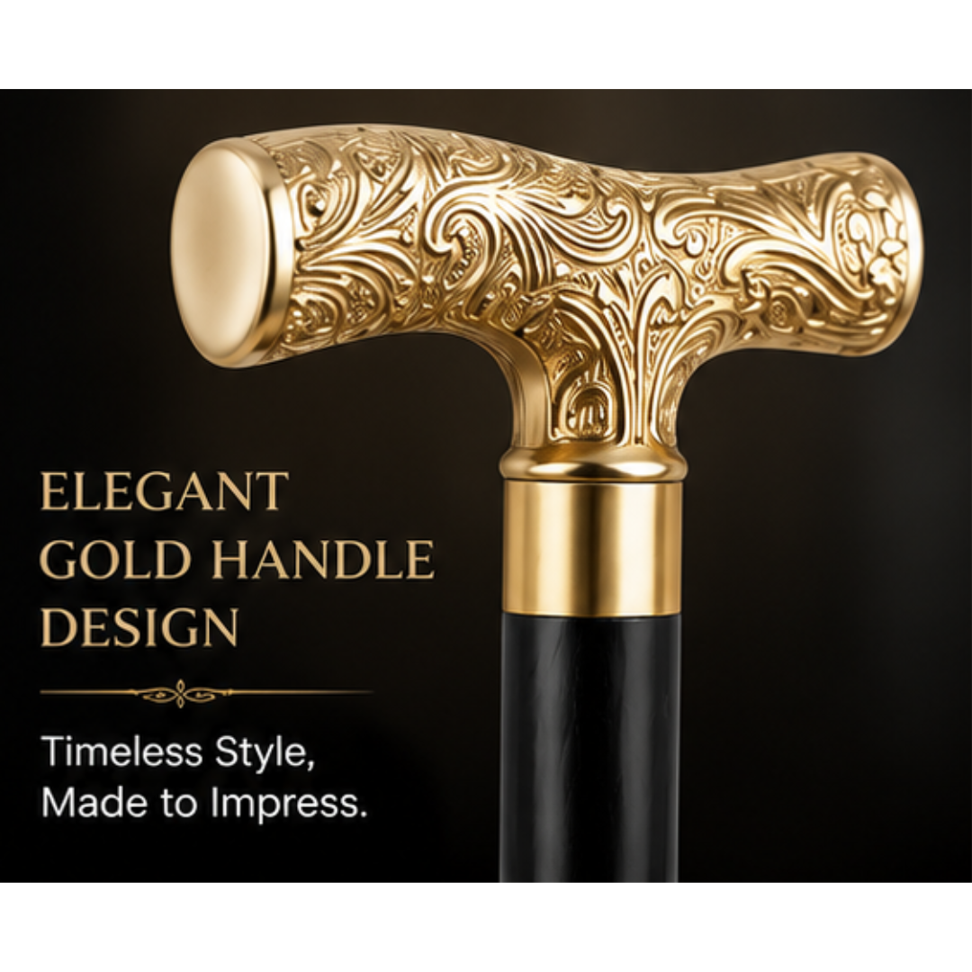 Premium Gold Handle Walking Stick - Image 4