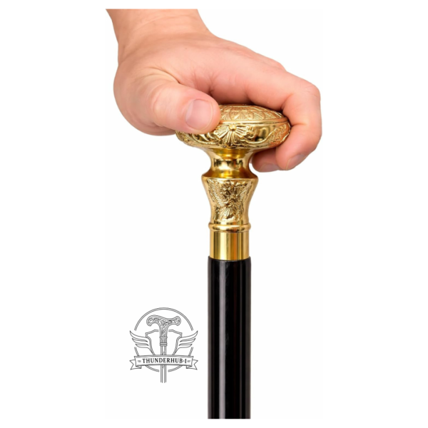 Floral Brass Knob Handle Walking Cane – 36 Inch Handmade Wooden Walking Stick