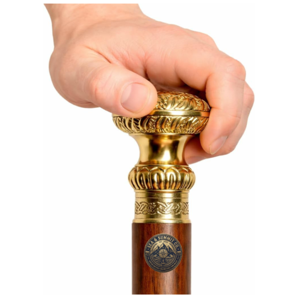 Vintage Brass Knob Handle Walking Cane – 36 Inch Handmade Wooden Walking Stick