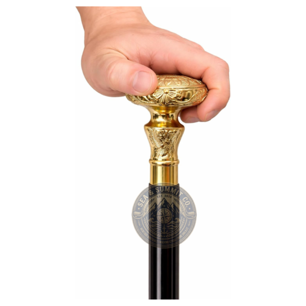 Floral Brass Knob Handle Walking Cane – 36 Inch Handmade Wooden Walking Stick