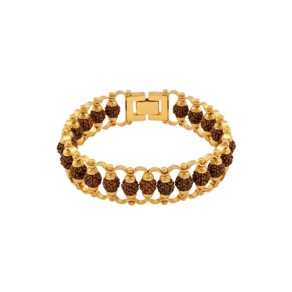 Gold Plated Rudraksha Bracelet with Natural Nepal Rudraksha Beads