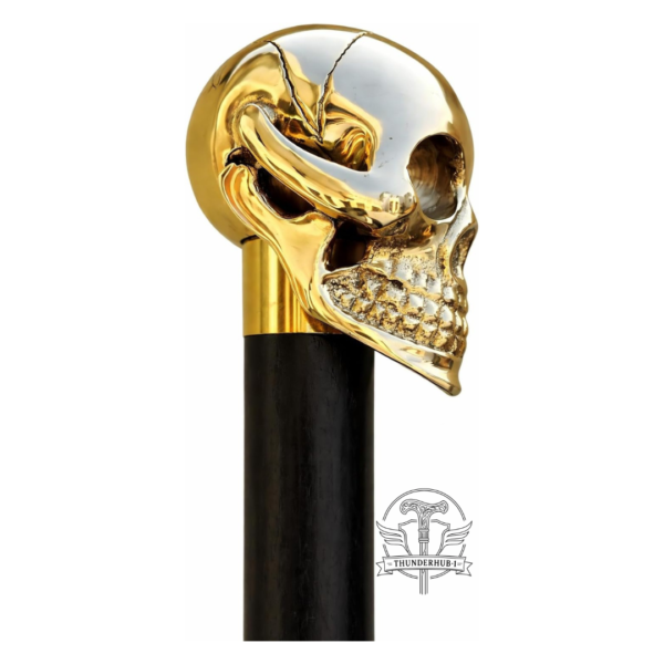 Alternative view of Skull Brass Walking Cane – 36 Inch Handmade Wooden Walking Stick