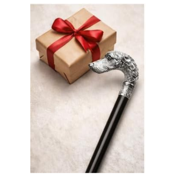 Silver Greyhound Dog Head Walking Cane – 36 Inch Premium Wooden Walking Stick
