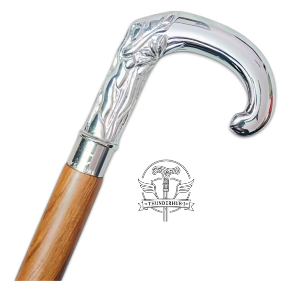 Silver Derby Handle Walking Cane – 36 Inch Premium Wooden Walking Stick with Polished Metal Handle