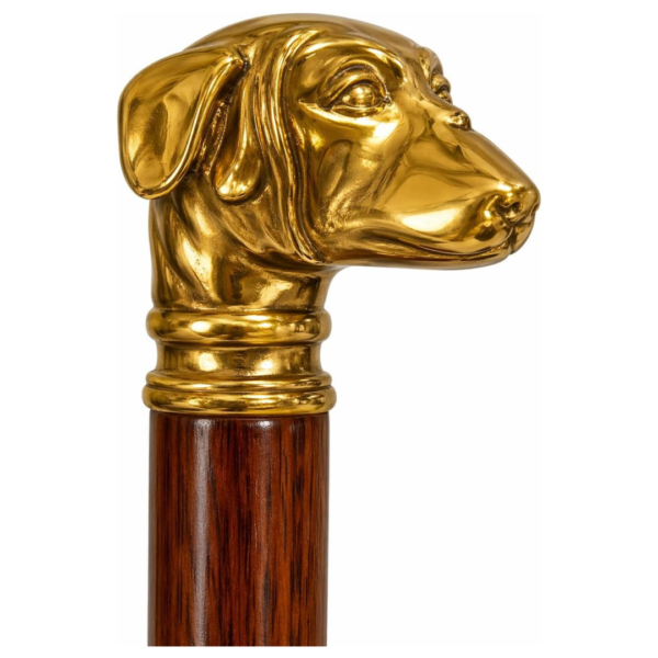 Labrador Dog Head Brass Walking Cane – 36 Inch Handmade Wooden Walking Stick
