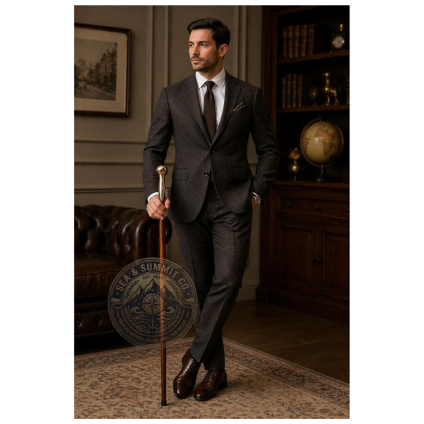 Round Brass Handle Walking Cane – 36 Inch Handmade Wooden Walking Stick
