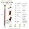 Round Brass Handle Walking Cane – 36 Inch Handmade Wooden Walking Stick