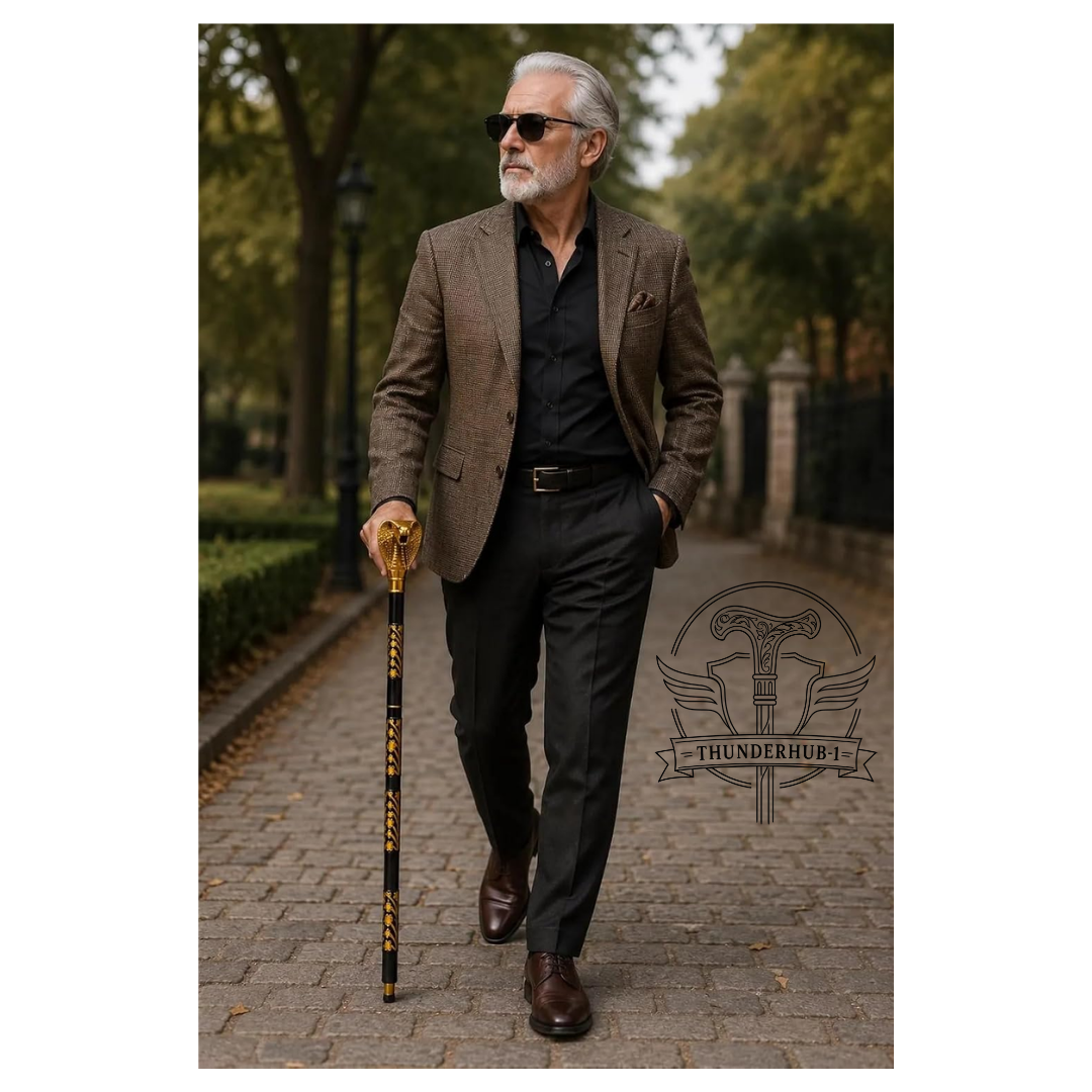 Premium Lion Cobra Brass Walking Stick - Image 7