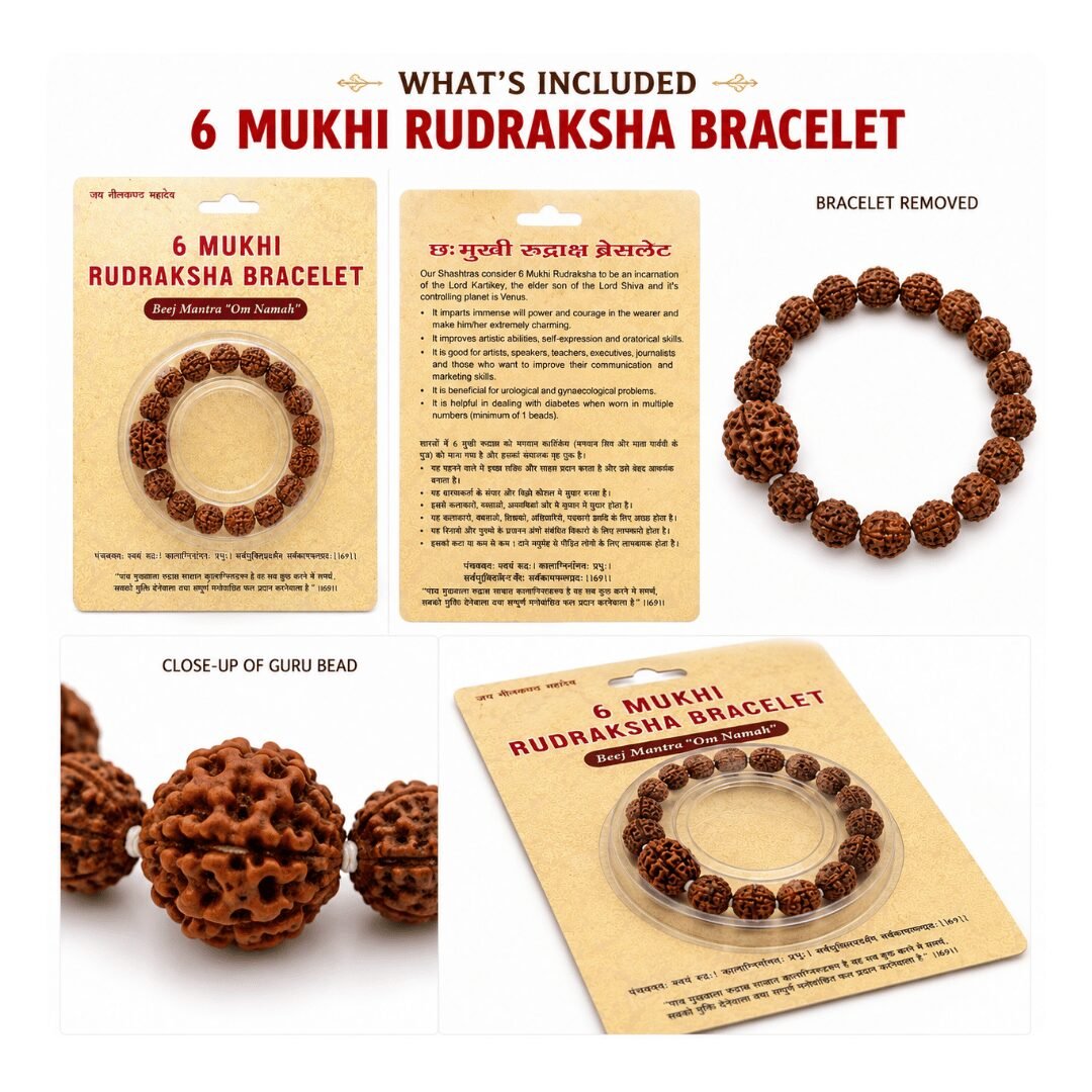 6 Mukhi Rudraksha Bracelet – Natural Prayer Bead Bracelet