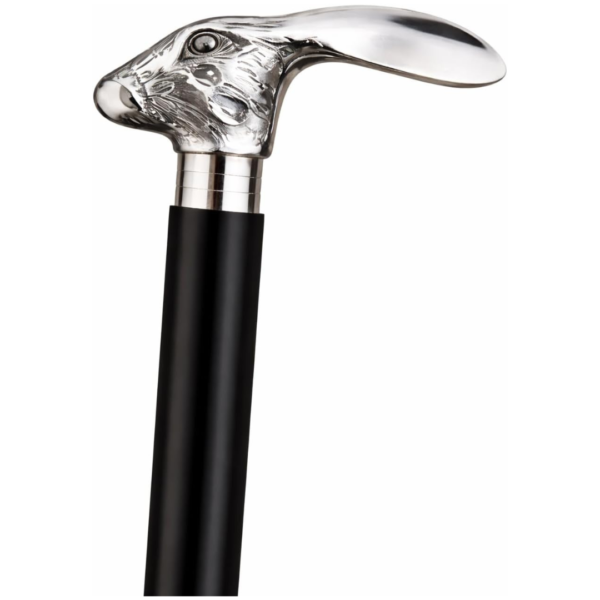 Alternative view of Silver Rabbit Head Walking Cane – 36 Inch Premium Wooden Walking Stick with Polished Metal Handle