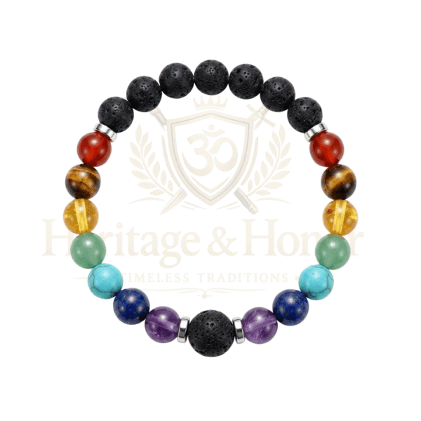 7 Chakra Lava Stone Bracelet – Natural Gemstone Diffuser Bracelet - Product Image 6