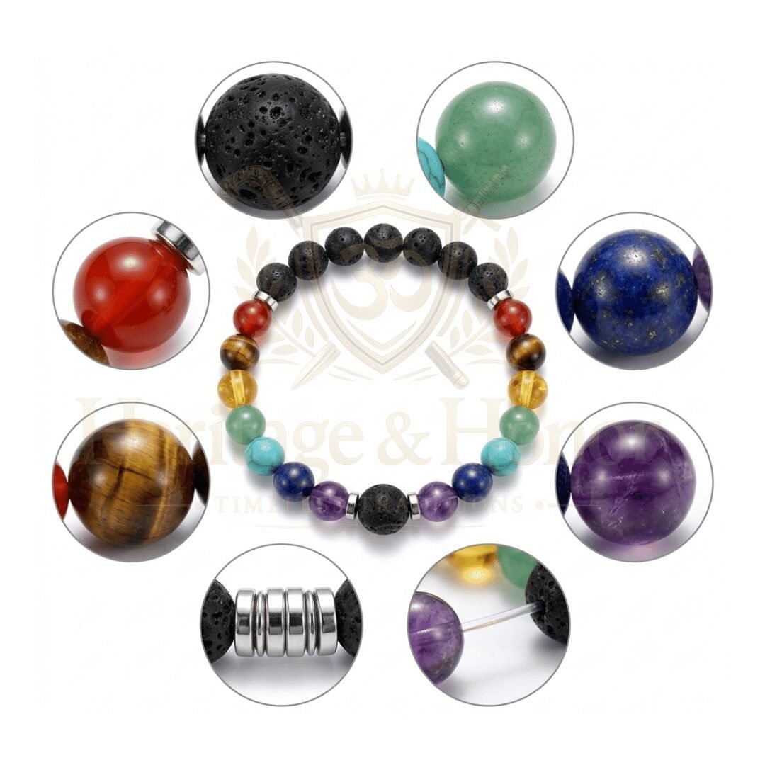 7 Chakra Lava Stone Bracelet – Natural Gemstone Diffuser Bracelet