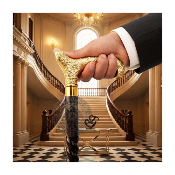Gold Derby Brass Walking Cane – 36 Inch Handmade Wooden Walking Stick with Decorative Brass Handle