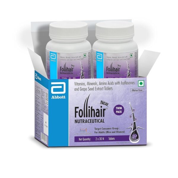 Abbott New Follihair Tablets 30 Count Pack of 2 – Hair Nutrition Supplement, 60 Tablets Total - Product Image 4
