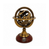 Antique Brass Armillary Sphere with Wooden Base – 10 Inch Vintage Celestial Globe Table Decor - Product Image 6