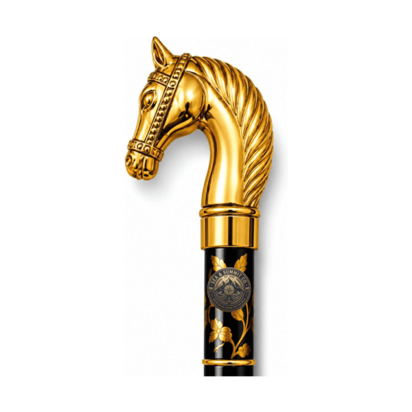 Antique Bronze Horse Head Walking Cane – 36 Inch Handmade Wooden Walking Stick - Product Image 7
