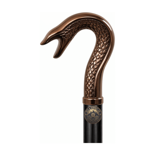 Antique Bronze Snake Head Walking Cane – Brass Handle Solid Black Wood Walking Stick, 37 Inch - Product Image 5