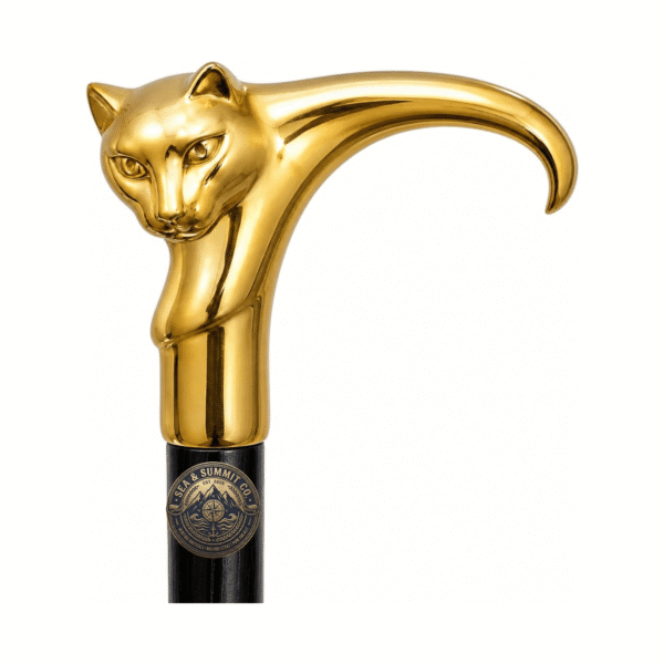Cat Head Brass Walking Cane – 36 Inch Handmade Wooden Walking Stick - Product Image 7