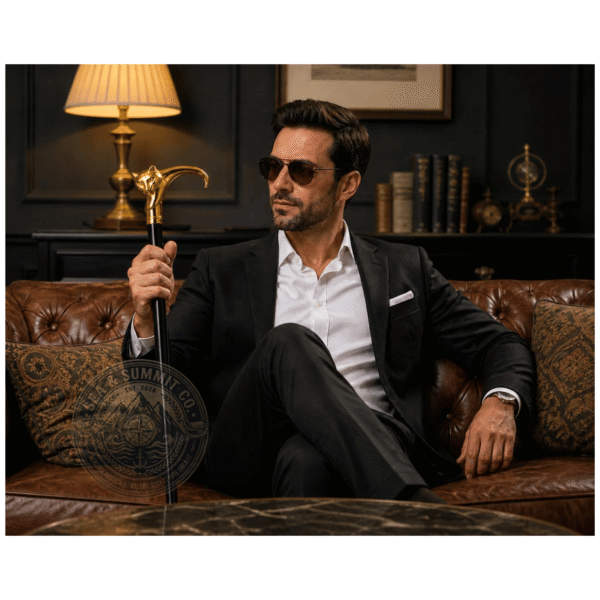 Cat Head Brass Walking Cane – 36 Inch Handmade Wooden Walking Stick