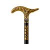 Crocodile Head Brass Walking Cane – 36 Inch Black Gold Floral Wooden Walking Stick, Vintage Collectible Cane - Product Image 7